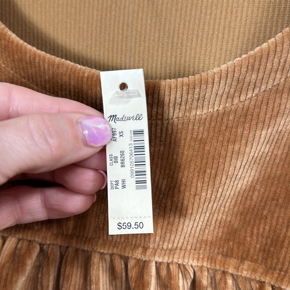 Madewell Texture & Thread corduroy swing top mustard color size XS. NWT. - Picture 5 of 9